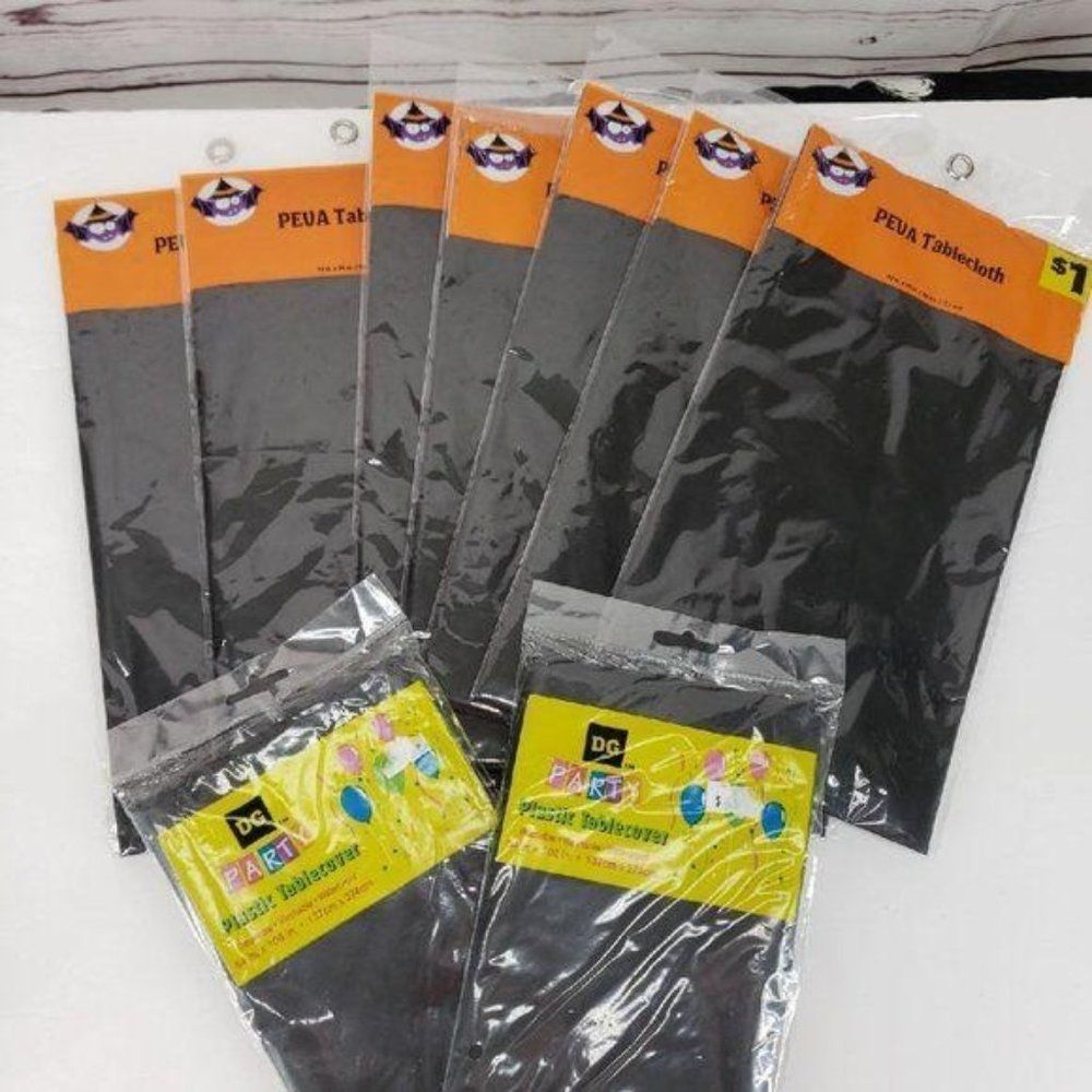 8 Pack Black Plastic Tablecloths‎ Halloween Party Supplies 54x108 52x70 Bulk Lot